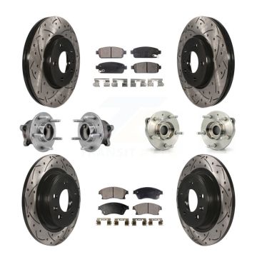 Front Rear Hub Bearing Coated Disc Brake Rotor Pads Kit (10Pc) For 2012-2013 Buick Verano KBB-127145