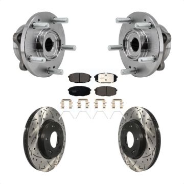 Front Hub Bearing Drilled Slot Brake Rotor Pad Kit For 17-19 Kia Soul Naturally Aspirated KBB-127150