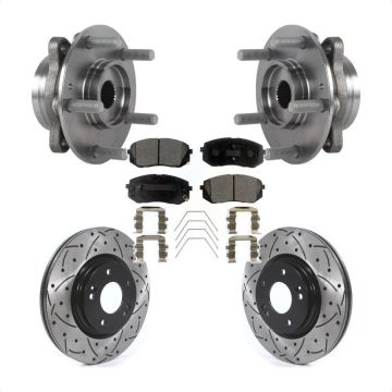 Front Hub Bearing Coated Drill Slot Brake Rotor Pads Kit For Hyundai Kia Forte Elantra GT KBB-127151