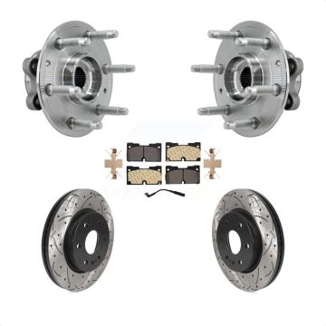 Front Hub Bearing Drill Slot Brake Rotor Pads Kit For Chevrolet GMC Silverado 1500 Sierra KBB-127160