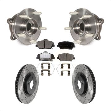 Front Hub Bearing Assembly Coated Drilled Slotted Brake Rotor & Pads Kit For Hyundai Nexo KBB-127162