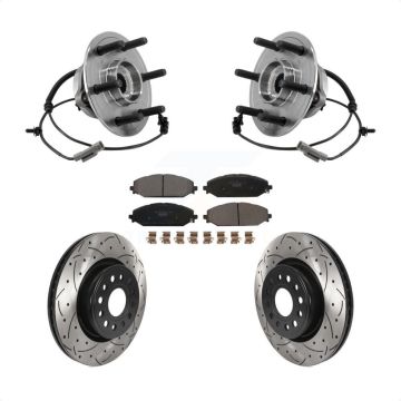 Front Hub Bearing Drilled Slot Brake Rotor & Pad Kit For Ram 1500 With 22" Factory Wheels KBB-127165