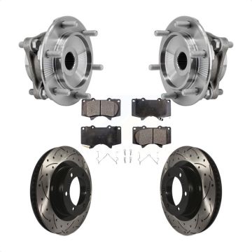 Front Hub Bearing Drill Slot Brake Rotor Pad Kit For 2010-2023 Toyota 4Runner Lexus GX460 KBB-127168