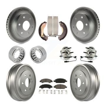 Front Rear Hub Bearing Coated Disc Brake Rotor & Pads Shoe Kit (10Pc) For GMC Sierra 1500 KBB-127175