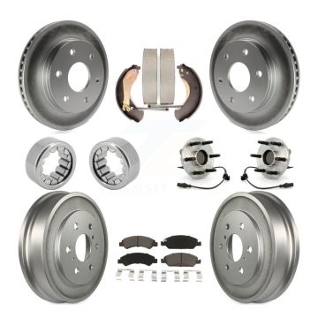 Front Rear Hub Bearing Coated Disc Brake Rotor & Pads Shoe Kit (10Pc) For GMC Sierra 1500 KBB-127176