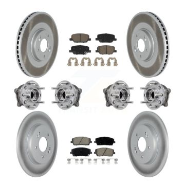 Front Rear Hub Bearing Coat Brake Rotor Pad Kit (10Pc) For Hyundai Palisade Kia Telluride KBB-127177