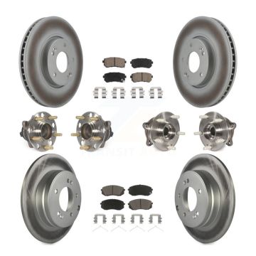 Front Rear Hub Bearings Coated Disc Brake Rotors And Pads Kit (10Pc) For Hyundai Sonata KBB-127180