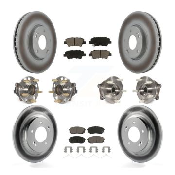 Front Rear Hub Bearings Coated Disc Brake Rotors And Pads Kit (10Pc) For Hyundai Sonata KBB-127181