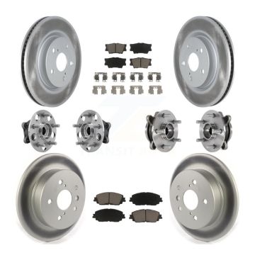Front Rear Hub Bearings Coated Disc Brake Rotors And Pads Kit (10Pc) For Toyota Camry KBB-127190
