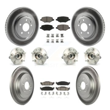 Front Rear Hub Bearings Coated Disc Brake Rotors And Pads Kit (10Pc) For Ford Explorer KBB-127191