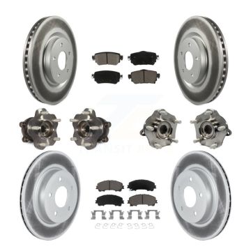 Front Rear Hub Bearings Coated Disc Brake Rotors And Pads Kit (10Pc) For Nissan Rogue KBB-127192