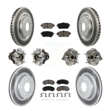 Front Rear Hub Bearings Coated Disc Brake Rotors And Pads Kit (10Pc) For Nissan Rogue KBB-127193