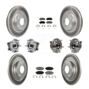 Front Rear Hub Bearing Coated Brake Rotor And Pad Kit (10Pc) For 2016-2018 Mazda CX-3 AWD KBB-127209