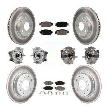 Front Rear Hub Bearing Coated Brake Rotor And Pad Kit (10Pc) For 2019-2021 Mazda CX-3 AWD KBB-127210