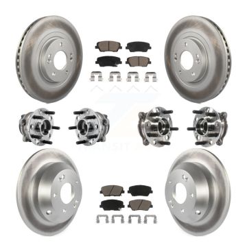 Front Rear Hub Bearing Coated Brake Rotor & Pads Kit (10Pc) For 2016-2020 Kia Sorento FWD KBB-127215