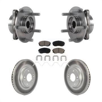 Front Hub Bearing Coated Brake Rotor & Pads Kit For Hyundai Kia Forte Elantra GT Veloster KBB-127235
