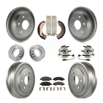 Front Rear Hub Bearing Coated Disc Brake Rotor & Pads Shoe Kit (10Pc) For GMC Sierra 1500 KBB-127253