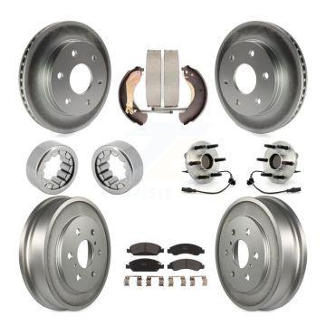 Front Rear Hub Bearing Coated Disc Brake Rotor & Pads Shoe Kit (10Pc) For GMC Sierra 1500 KBB-127254