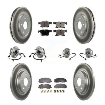 Front Rear Hub Bearing Coated Disc Brake Rotors And Pads Kit (10Pc) For Chrysler Pacifica KBB-127258