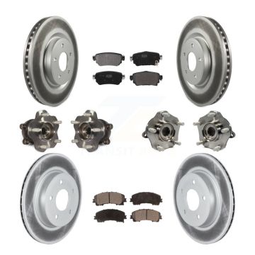 Front Rear Hub Bearings Coated Disc Brake Rotors And Pads Kit (10Pc) For Nissan Rogue KBB-127269