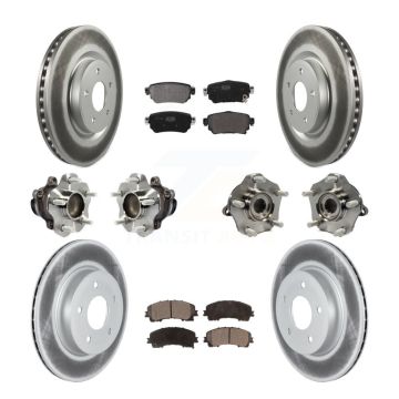 Front Rear Hub Bearings Coated Disc Brake Rotors And Pads Kit (10Pc) For Nissan Rogue KBB-127270