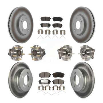 Front Rear Hub Bearings Coated Disc Brake Rotors And Pads Kit (10Pc) For Hyundai Sonata KBB-127275
