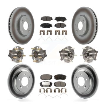 Front Rear Hub Bearings Coated Disc Brake Rotors And Pads Kit (10Pc) For Hyundai Sonata KBB-127276