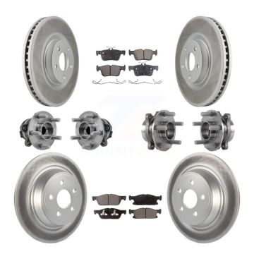 Front Rear Hub Bearing Coated Disc Brake Rotor Pad Kit (10Pc) For 2015-2018 Ford Edge FWD KBB-127277