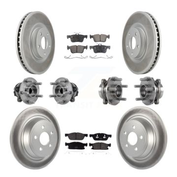 Front Rear Hub Bearing Coated Disc Brake Rotor Pad Kit (10Pc) For Lincoln Continental FWD KBB-127280