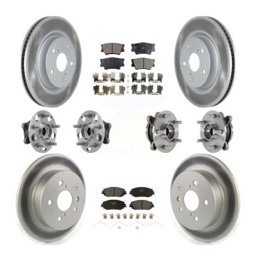 Front Rear Hub Bearings Coated Disc Brake Rotors And Pads Kit (10Pc) For Toyota Camry KBB-127285