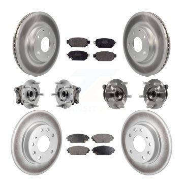 Front Rear Hub Bearing Coated Brake Rotor And Pad Kit (10Pc) For 2019-2021 Mazda CX-3 AWD KBB-127289