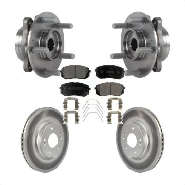 Front Hub Bearing Coated Brake Rotor & Pads Kit For Hyundai Kia Forte Elantra GT Veloster KBB-127304
