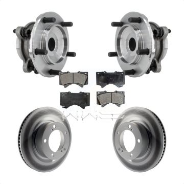 Front Hub Bearing Assembly Coated Disc Brake Rotor Pads Kit For Toyota Tundra Sequoia 4WD KBB-127310