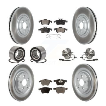 Front Rear Hub Bearings Coated Disc Brake Rotors And Pads Shoes Kit (10Pc) For Jaguar XF KBB-127336