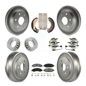 Front Rear Hub Bearing Coated Disc Brake Rotor & Pads Shoe Kit (10Pc) For GMC Sierra 1500 KBB-127341