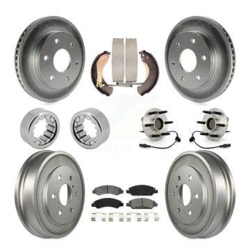 Front Rear Hub Bearing Coated Disc Brake Rotor & Pads Shoe Kit (10Pc) For GMC Sierra 1500 KBB-127342