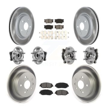 Front Rear Hub Bearings Coated Disc Brake Rotors And Pads Kit (10Pc) For Toyota Camry KBB-127343