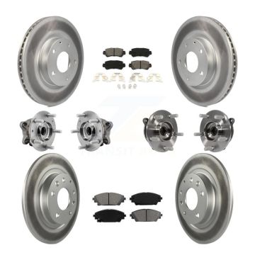 Front Rear Hub Bearing Coated Brake Rotor And Pad Kit (10Pc) For 2016-2018 Mazda CX-3 AWD KBB-127347