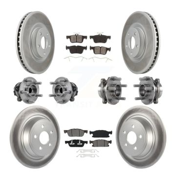 Front Rear Hub Bearing Coated Disc Brake Rotor Pad Kit (10Pc) For 2015-2018 Ford Edge FWD KBB-127353