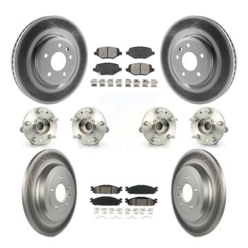 Front Rear Hub Bearings Coated Disc Brake Rotors And Pads Kit (10Pc) For Ford Explorer KBB-127358