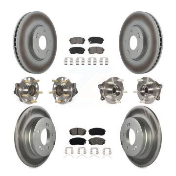 Front Rear Hub Bearings Coated Disc Brake Rotors And Pads Kit (10Pc) For Hyundai Sonata KBB-127362