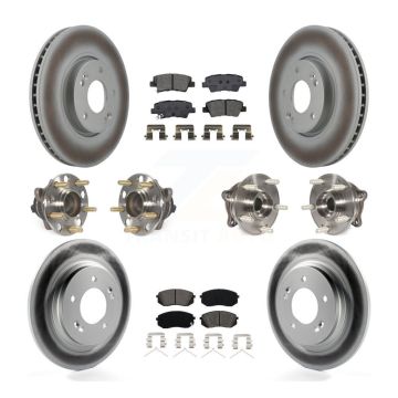Front Rear Hub Bearings Coated Disc Brake Rotors And Pads Kit (10Pc) For Hyundai Sonata KBB-127363