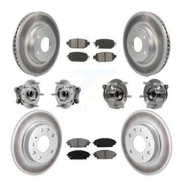 Front Rear Hub Bearing Coated Brake Rotor And Pad Kit (10Pc) For 2019-2021 Mazda CX-3 AWD KBB-127364