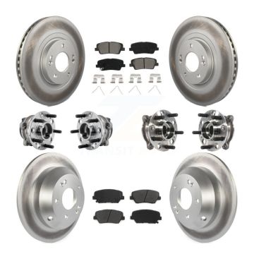 Front Rear Hub Bearing Coated Brake Rotor & Pads Kit (10Pc) For 2016-2020 Kia Sorento FWD KBB-127367