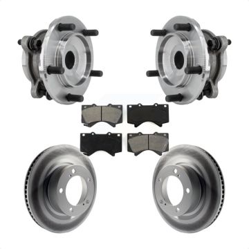 Front Hub Bearing Assembly Coated Disc Brake Rotor Pads Kit For Toyota Tundra Sequoia 4WD KBB-127379