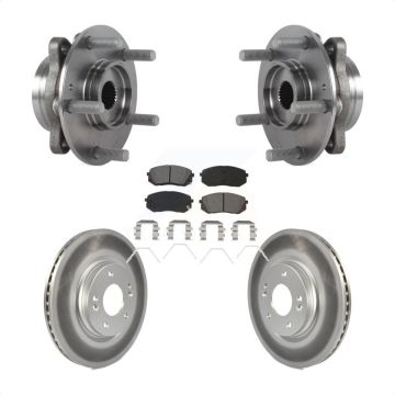 Front Hub Bearing Coated Brake Rotor & Pads Kit For Hyundai Kia Forte Elantra GT Veloster KBB-127380