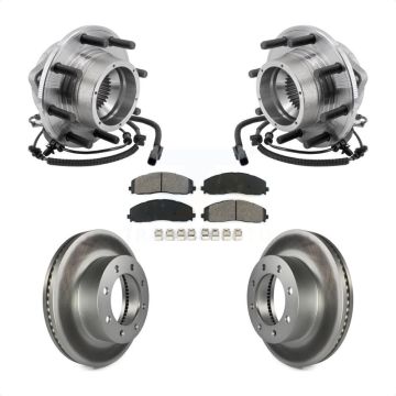 Front Hub Bearing Assembly Coated Disc Brake Rotor Pads Kit For Ford F-350 Super Duty 4WD KBB-127385