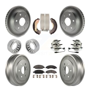Front Rear Hub Bearing Coated Disc Brake Rotor & Pads Shoe Kit (10Pc) For GMC Sierra 1500 KBB-127392