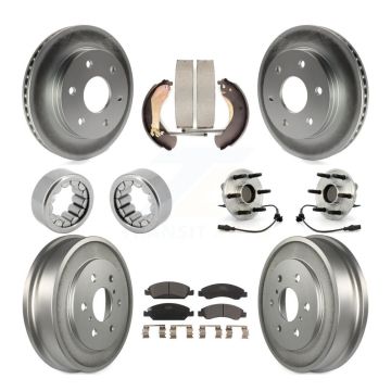 Front Rear Hub Bearing Coated Disc Brake Rotor & Pads Shoe Kit (10Pc) For GMC Sierra 1500 KBB-127393