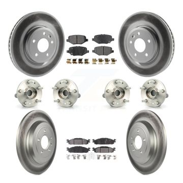 Front Rear Hub Bearings Coated Disc Brake Rotors And Pads Kit (10Pc) For Ford Explorer KBB-127396